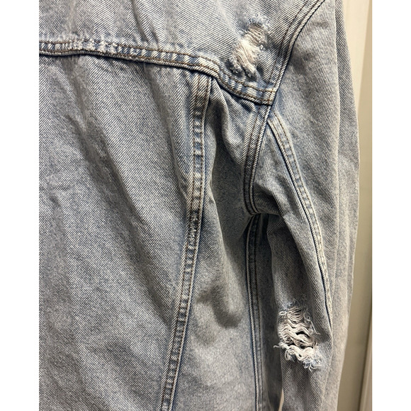 Abercrombie & Fitch Women Distressed Denim Jacket Size M Light Wash 100% Cotton - Picture 5 of 16